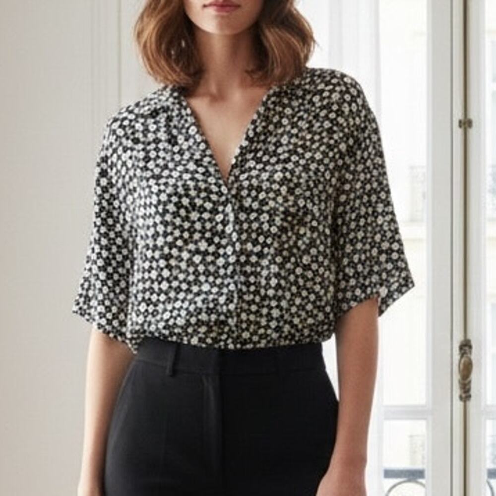 Pistola Black Star Print Lucy Seeing Stars  Button Down Top Large